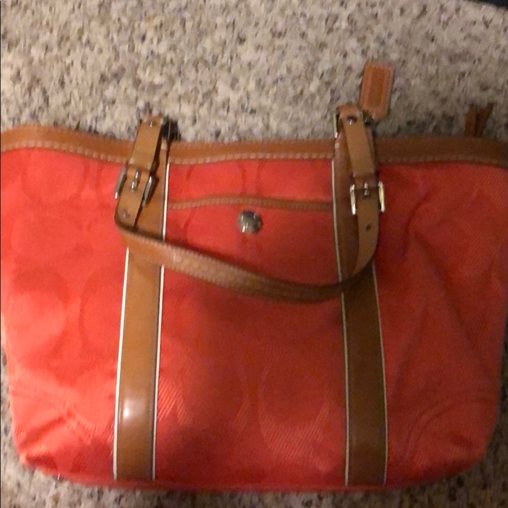 Coach Tote Bag - Tangerine/Coral